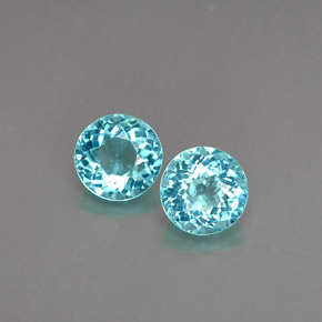 1.08 ct Blue Apatite Gemstone, Apatite Gem in Round Facet Shape for Sale.