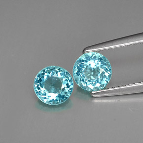 1.08 ct Blue Apatite Stone, Natural Apatite in Round Facet Shape for Sale