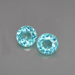 1.17 ct Blue Apatite Gemstone, Apatite Gem in Round Facet Shape for Sale.