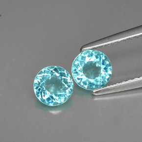 1.17 ct Blue Apatite Stone, Natural Apatite in Round Facet Shape for Sale