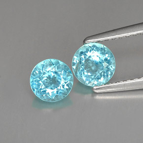 1.07 ct Blue Apatite Stone, Natural Apatite in Round Facet Shape for Sale