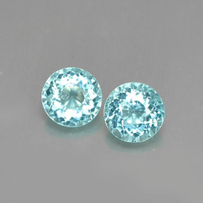 1.02 ct Blue Apatite Gemstone, Apatite Gem in Round Facet Shape for Sale.