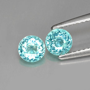 1.02 ct Blue Apatite Stone, Natural Apatite in Round Facet Shape for Sale