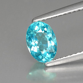 0.89 ct Blue Apatite Stone, Natural Apatite in Oval Facet Shape for Sale