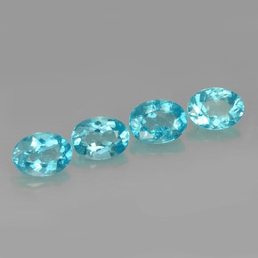 3.42 ct Blue Apatite Gemstone, Apatite Gem in Oval Facet Shape for Sale.