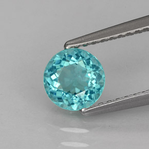 0.91 ct Blue Apatite Gemstone, Apatite Gem in Round Facet Shape for Sale.