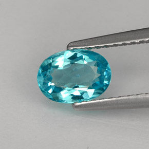 0.88 ct Blue Apatite Gemstone, Apatite Gem in Oval Facet Shape for Sale.