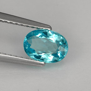 0.88 ct Blue Apatite Stone, Natural Apatite in Oval Facet Shape for Sale