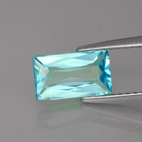 1.40 ct Blue Apatite Gemstone, Apatite Gem in Baguette Facet Shape for Sale.