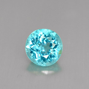 0.97 ct Blue Apatite Gemstone, Apatite Gem in Round Facet Shape for Sale.