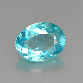 1.26 ct Blue Apatite Gemstone, Apatite Gem in Oval Facet Shape for Sale.
