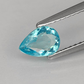 0.57 ct Blue Apatite Gemstone, Apatite Gem in Pear Facet Shape for Sale.