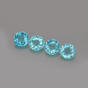 2.81 ct Blue Apatite Gemstone, Apatite Gem in Round Facet Shape for Sale.