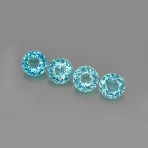 2.87 ct Blue Apatite Gemstone, Apatite Gem in Round Facet Shape for Sale.
