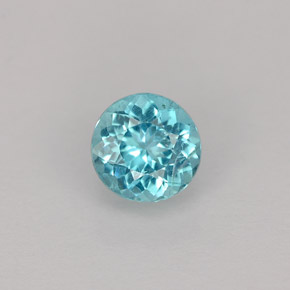 0.63 ct Blue Apatite Gemstone, Apatite Gem in Round Facet Shape for Sale.