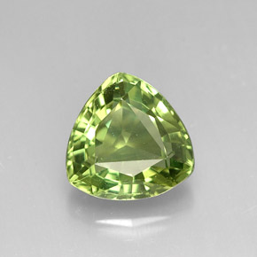 1.30 ct Green Apatite Gemstone, Apatite Gem in Trillion Facet Shape for Sale.