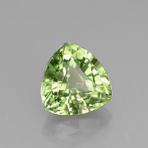 1.36 ct Green Apatite Gemstone, Apatite Gem in Trillion Facet Shape for Sale.