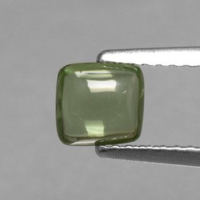 0.72 ct Green Apatite Gemstone, Apatite Gem in Rectangle Cabochon Shape for Sale.