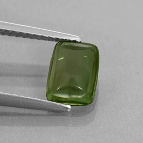 1.21 ct Green Apatite Gemstone, Apatite Gem in Cushion Cabochon Shape for Sale.