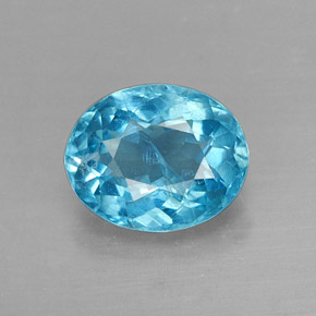 1.56 ct Blue Apatite Gemstone, Apatite Gem in Oval Facet Shape for Sale.