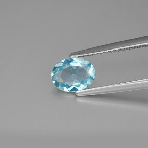 0.72 ct Blue Apatite Gemstone, Apatite Gem in Oval Facet Shape for Sale.