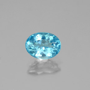 0.96 ct Blue Apatite Gemstone, Apatite Gem in Oval Facet Shape for Sale.