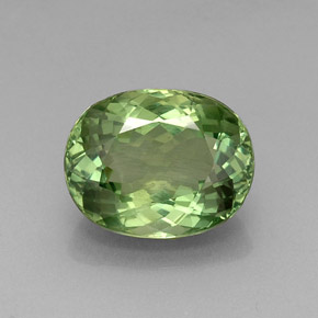 11.49 ct Green Apatite Gemstone, Apatite Gem in Oval Facet Shape for Sale.