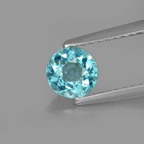 0.63 ct Blue Apatite Gemstone, Apatite Gem in Round Facet Shape for Sale.