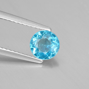 0.65 ct Blue Apatite Gemstone, Apatite Gem in Round Facet Shape for Sale.