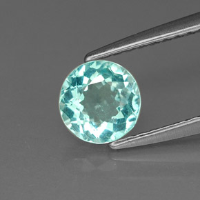 0.75 ct Blue Apatite Gemstone, Apatite Gem in Round Facet Shape for Sale.