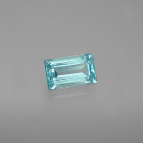 0.69 ct Blue Apatite Gemstone, Apatite Gem in Baguette Facet Shape for Sale.