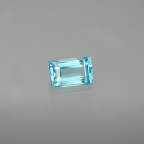 0.48 ct Blue Apatite Gemstone, Apatite Gem in Baguette Facet Shape for Sale.