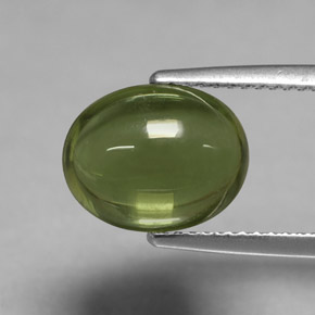 4.77 ct Green Apatite Gemstone, Apatite Gem in Oval Cabochon Shape for Sale.