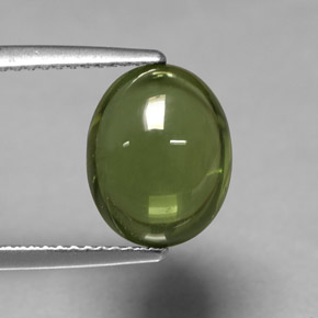 4.77 ct Green Apatite Stone, Natural Apatite in Oval Cabochon Shape for Sale