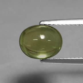 2.91 ct Green Apatite Gemstone, Apatite Gem in Oval Cabochon Shape for Sale.