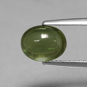 3.07 ct Green Apatite Gemstone, Apatite Gem in Oval Cabochon Shape for Sale.