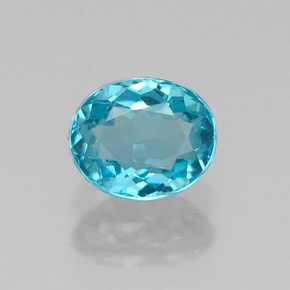 0.71 ct Blue Apatite Gemstone, Apatite Gem in Oval Facet Shape for Sale.