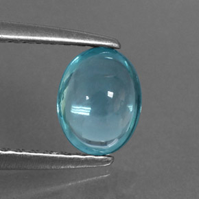 0.67 ct Blue Apatite Gemstone, Apatite Gem in Oval Cabochon Shape for Sale.