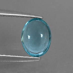 0.56 ct Blue Apatite Gemstone, Apatite Gem in Oval Cabochon Shape for Sale.