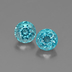 0.77 ct Blue Apatite Gemstone, Apatite Gem in Round Facet Shape for Sale.