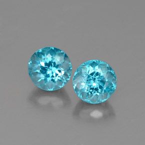 0.74 ct Blue Apatite Gemstone, Apatite Gem in Round Facet Shape for Sale.