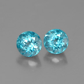 0.74 ct Blue Apatite Stone, Natural Apatite in Round Facet Shape for Sale