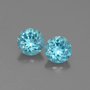 0.64 ct Blue Apatite Gemstone, Apatite Gem in Round Facet Shape for Sale.