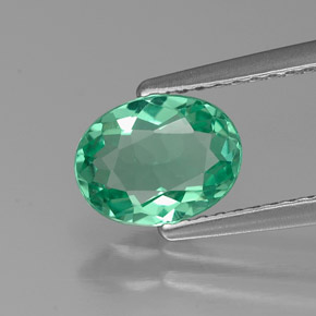 1.08 ct Green Apatite Gemstone, Apatite Gem in Oval Facet Shape for Sale.