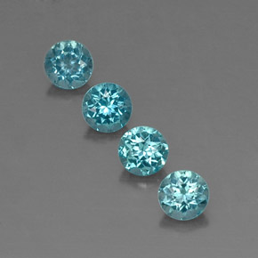 1.27 ct Blue Apatite Gemstone, Apatite Gem in Round Facet Shape for Sale.