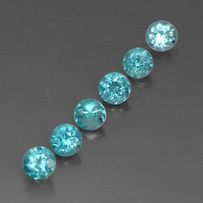 2.14 ct Blue Apatite Gemstone, Apatite Gem in Round Facet Shape for Sale.
