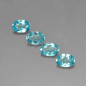 1.74 ct Blue Apatite Gemstone, Apatite Gem in Oval Facet Shape for Sale.