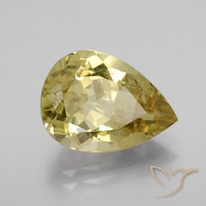 7.11 ct Yellow Apatite Stone, Natural Apatite in Pear Facet Shape for Sale