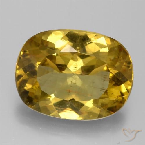 15.2 x 11.7mm Cushion-cut Golden Apatite from Madagascar, Weight of 7.92ct, Natural untreated Gemstone in VS-SI Clarity, 1pc Apatite - Color: Golden Brown, Mohs Hardness of 5 - 5, Photo A