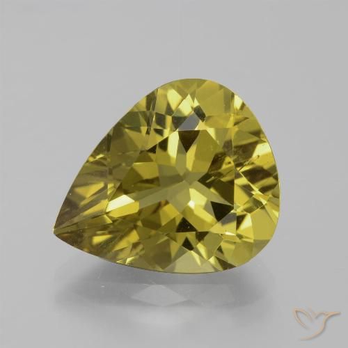 7.75 ct Yellow Apatite, 14.9 x 12.5 mm Pear Cut From Madagascar, Photo A